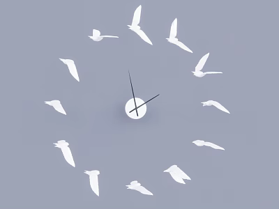 Modern Bird Shaped Wall Hanging Interior Decor With Center Clock 3d model