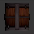 Rustic Wooden Barrel Shaped Decorative Ornament Set With Wood Grain Metal Accents And Handle Design