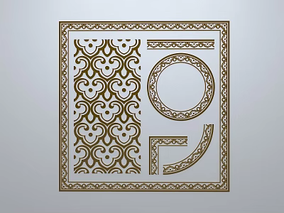 Traditional Carved Window With Intricate Floral Patterns And Ornate Frames 3d model