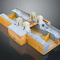 Cartoon Scenery Of Ancient Fortress Model With Walls Towers Staircases And Passages