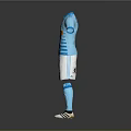 Blue Soccer Jersey With White Stripes KISTA Logo White Shorts Blue Socks Black White Shoes