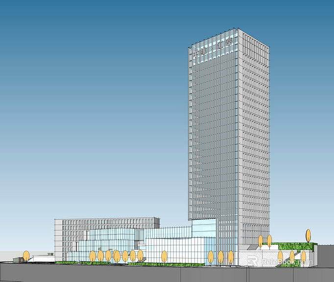 Modern High Rise Building with Luxury Shower Sauna and Glass Facade Design 3d model 