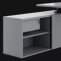 Modern L shaped Office Desk with Adjustable Height Legs Ergonomic Chair and Storage Cabinet