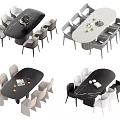 Modern Dining Table Set With Various Designs Marble Top And Comfortable Chairs 3d model