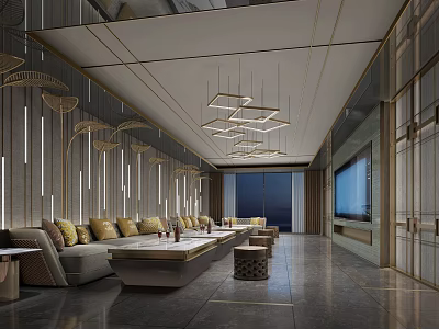 Modern Elegant KTV Room Interior With Sofa Coffee Table TV Lighting And Decorations 3d model