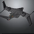 3D Rendered Modern Aircraft With Four Propellers Gray Body And Red Wing Tips