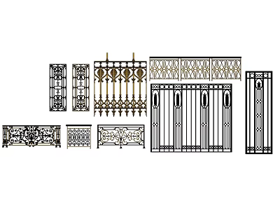 Different Styles Of Decorative Fence Including Ornamental Iron And Patterned Panels 3d model