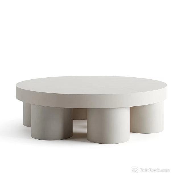 Modern Round Dining Table With Cylindrical Legs And Minimal Design 3d model
