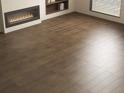 Dark Brown Hardwood Flooring in Modern Living Room With Natural Wood Grain And Smooth Surface 3d model