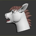 White Horse With Pink Mane Closed Eyes And Open Mouth