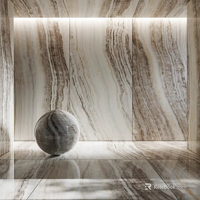 Elegant Marble Architectural Components With Textured Wall Panels And Decorative Sphere 3d model
