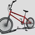 Red BMX Bicycle with Black Handlebars Black Seat and Large Wheels