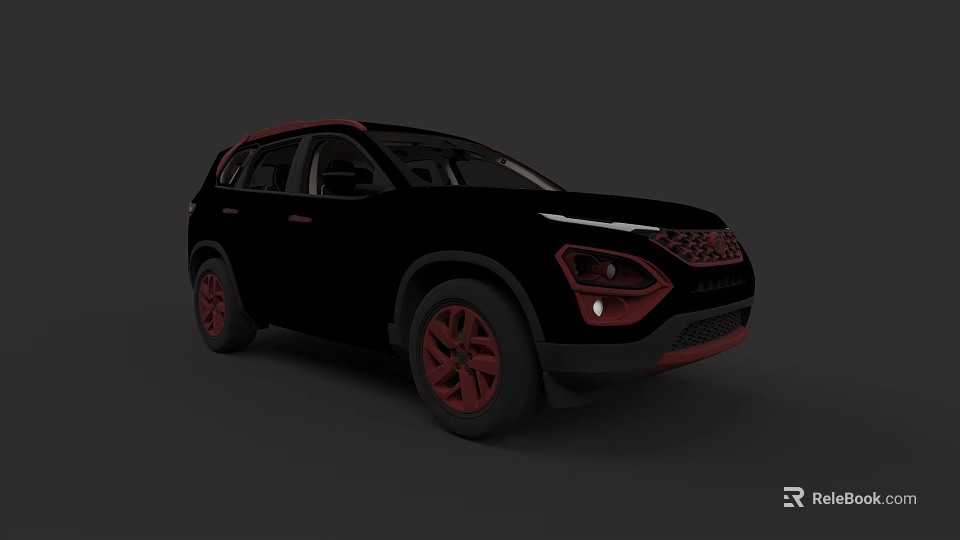 Modern Black SUV With Red Wheels Distinctive Grille and Sleek Exterior Design 3d model 