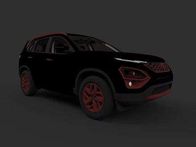 Modern Black SUV With Red Wheels Distinctive Grille and Sleek Exterior Design 3d model