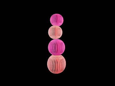 Four Vibrant Pink And Orange Decorative Lanterns Stacked On Black Background 3d model