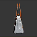 Stylish Orange And Gray Leather Handbag With Decorative Pattern And Top Handles