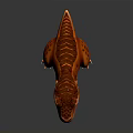 3D Tyrannosaurus Rex Model with Orange Body Dark Spots Standing Fierce Expression on Black Background