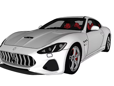 White Sports Car Featuring Red Seats Streamlined Body And Stylish Front Grille Design 3d model