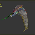 Futuristic Sci Fi Spaceship Model With Metallic Wings And Detailed Structure