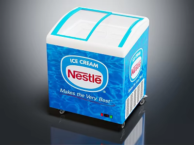 Nestle Ice Cream Freezer Features Transparent Lid And Blue Design Makes Life Very Best 3d model
