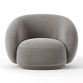 Modern Gray Single Sofa With Rounded Design And Soft Velvet Upholstery 3d model