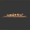 Assorted Colorful Desserts on Wooden Tray with Macarons and Fruit Toppings