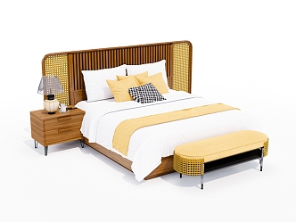 Modern Double Bed Casual Double Bed 3d model