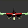 3D Cartoon Character In Red Shirt Black Pants With Green Arms And Roller Skates
