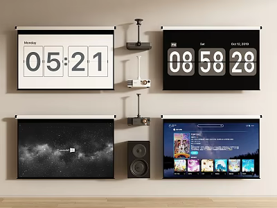 Projection Monitoring With Multiple Projection Screens Real Time Time Display Media Content And Devices 3d model