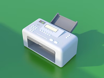 White Office Printer With Digital Display Control Panel And Open Paper Tray 3d model