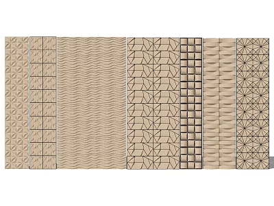 Decorative Wall Design With Various Textured Patterns And Neutral Beige Tones 3d model