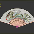 Traditional Chinese Folding Fan With Colorful Dragon Design On White Surface
