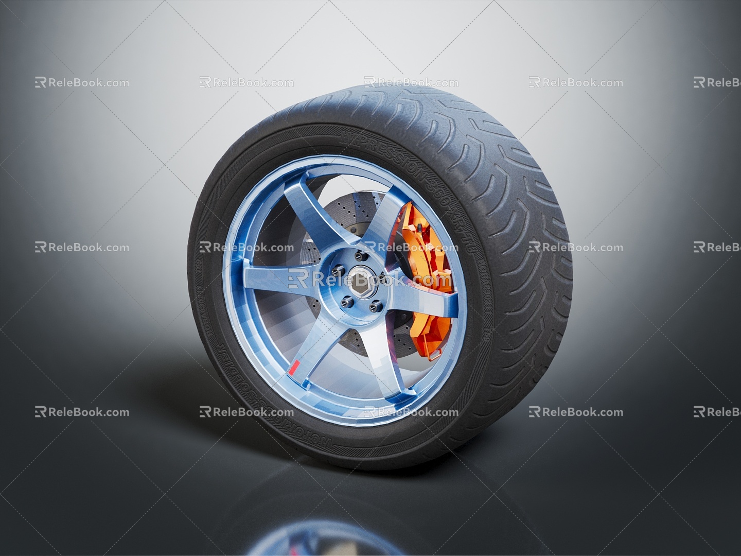 Hyundai tire wheel hub car tire 3d model