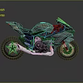 Sleek Modern Motorcycle With Silver Gray Body Green Accents And Reflective Surface