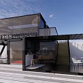 Innovative Container Building Featuring Bar Counter And Outdoor Seating 3d model