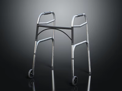 Sturdy Metal Frame Walker With Four Wheels For Medical Mobility Support 3d model