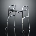 Sturdy Metal Frame Walker With Four Wheels For Medical Mobility Support 3d model