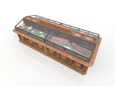 Wooden Display Cabinet With Glass Cover For Daily Living Supplies Storage 3d model