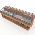 Wooden Display Cabinet With Glass Cover For Daily Living Supplies Storage