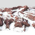 Scenic Red Rock Mountain Range with Snow Covered Slopes and Rocky Terrain 3d model