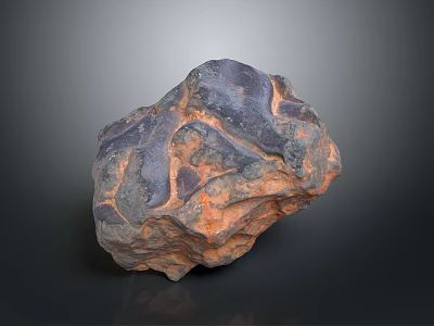 Natural Stone Wood Surface with Dark and Orange Textures on Dark Background 3d model