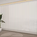 White Vertical Blinds In Bright Room With Potted Plant And Area Rug