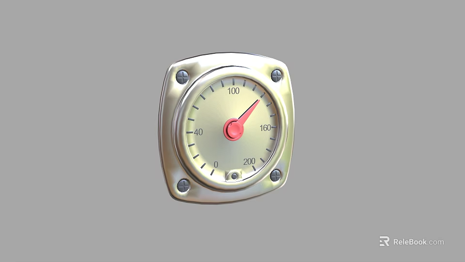 High Precision Industrial Equipment Measuring Gauge With Metallic Casing And Red Pointer Dial 3d model