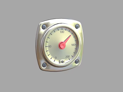 High Precision Industrial Equipment Measuring Gauge With Metallic Casing And Red Pointer Dial 3d model