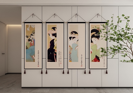 Japanese Decorative Hanging Paintings 3d model