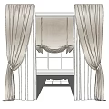 Beige Linen Curtains With Pleated Valance And Side Panels For Window Decoration