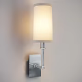 Modern Wall Lamp With Silver Metal Bracket And White Fabric Shade