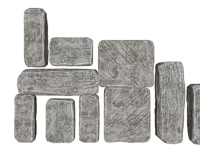 Natural Stacked Stone And Wood Blocks In Various Shapes And Sizes 3d model