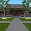 Ancient Chinese Architectural Complex Featuring Courtyard Pond Rockery And Greenery 3d model