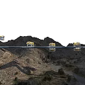 Smart Machines Operating On Mountain Bridge With Yellow Units In Rocky Terrain